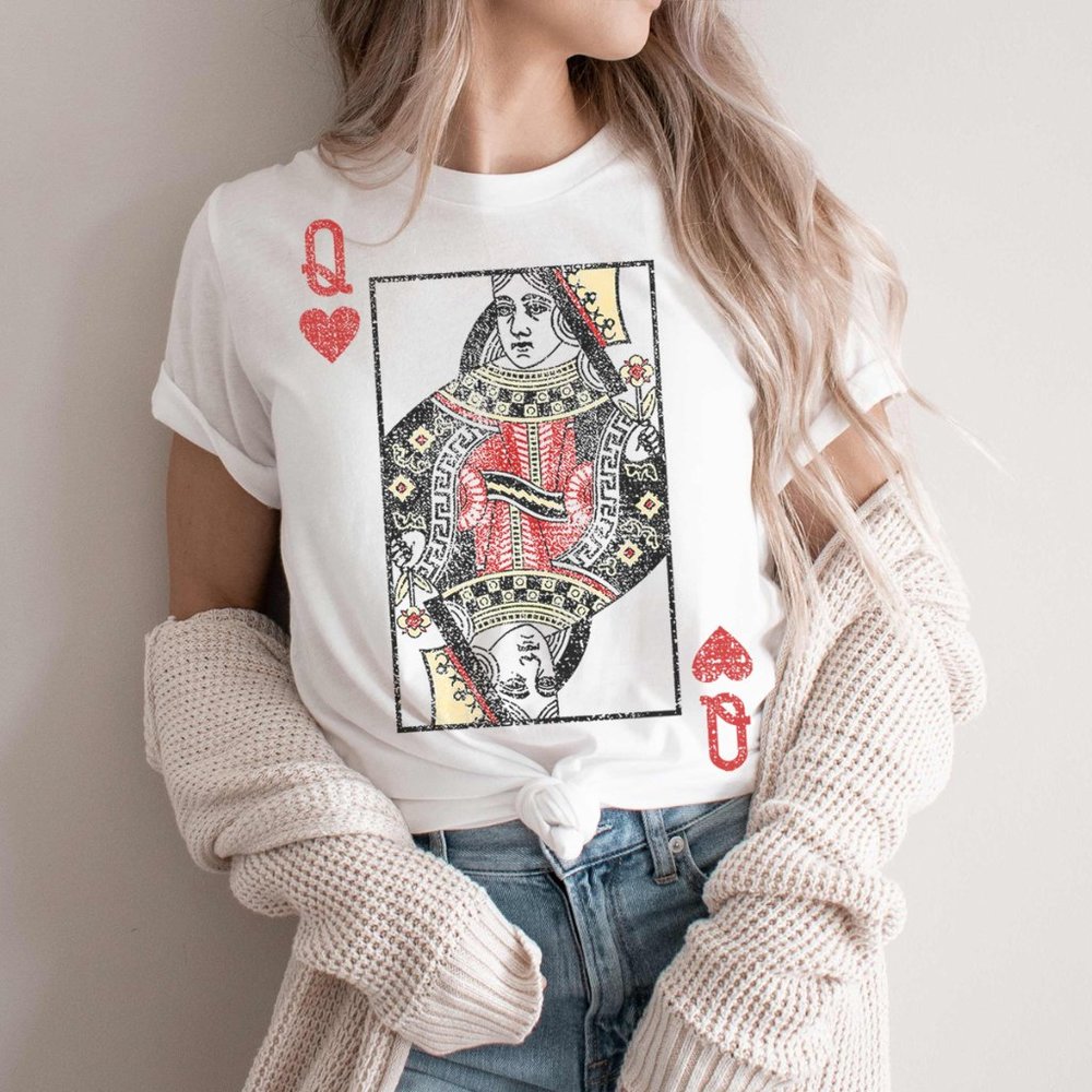 LAST 3! Queen of Hearts Vintage Graphic Tee White